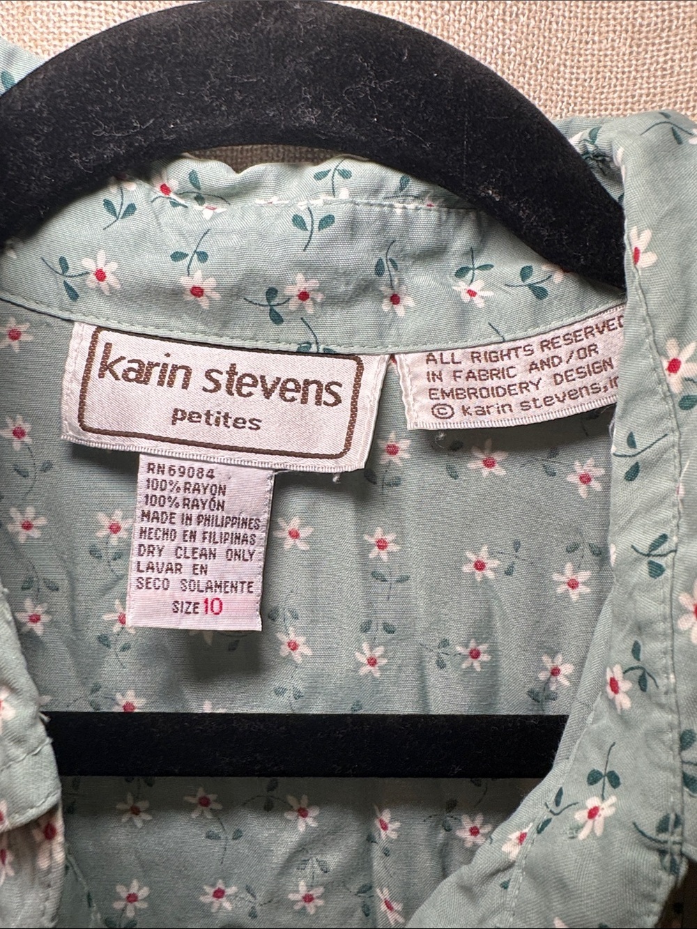 Cottagecore Karin Stevens Sage Green Floral Shirt Dress Size 10 Tie Button Front - Picture 2 of 6